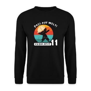 11.Geburtstag Dabbing 11 Jahre alt Geschenk - Unisex Pullover - Schwarz - Vorne - Alina (178cm) & Michal (187cm)