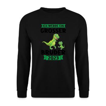 T-Rex Dino Dinosaurier Brüder Geschenk - Unisex Pullover - Schwarz - Vorne - Alina (178cm) & Michal (187cm)