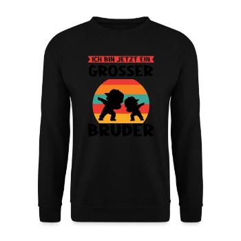 Großer Bruder Dabbing Einzelkind Geschenk - Unisex Pullover - Schwarz - Vorne - Alina (178cm) & Michal (187cm)
