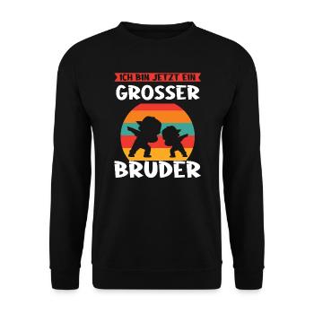 Großer Bruder Dabbing Grosser Bruder Geschenk - Unisex Pullover - Schwarz - Vorne - Alina (178cm) & Michal (187cm)