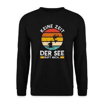 Angler Papa Fischer Geschenk - Unisex Pullover - Schwarz - Vorne - Alina (178cm) & Michal (187cm)