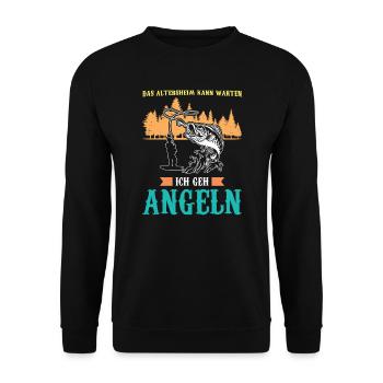 Angler Rente 2023 Angeln Geschenk - Unisex Pullover - Schwarz - Vorne - Alina (178cm) & Michal (187cm)