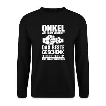 Stiefvater Familie Stiefpapa Geschenk - Unisex Pullover - Schwarz - Vorne - Alina (178cm) & Michal (187cm)