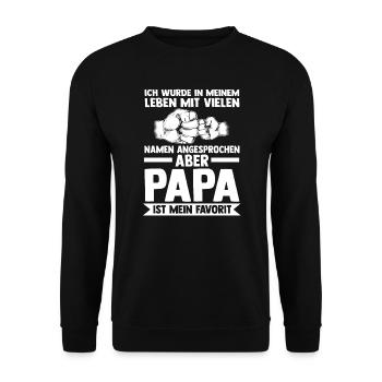 Papa & Opa Familie Papa Geschenk - Unisex Pullover - Schwarz - Vorne - Alina (178cm) & Michal (187cm)
