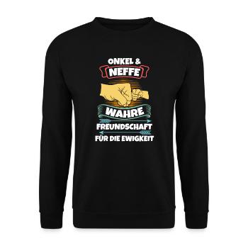 Onkel & Neffe Familie Onkel Geschenk - Unisex Pullover - Schwarz - Vorne - Alina (178cm) & Michal (187cm)