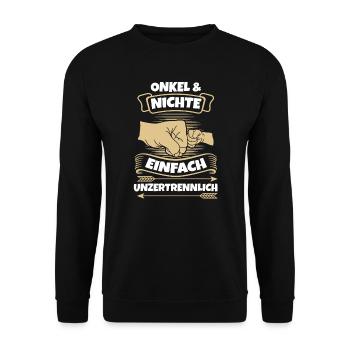 Onkel & Nichte Familie Onkels Geschenk - Unisex Pullover - Schwarz - Vorne - Alina (178cm) & Michal (187cm)