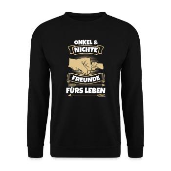 Onkel & Nichte Familie Onkels Geschenk - Unisex Pullover - Schwarz - Vorne - Alina (178cm) & Michal (187cm)