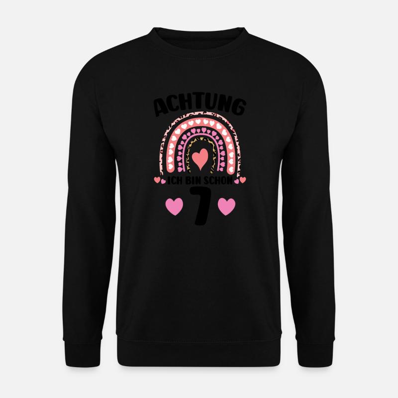 7.Geburtstag Regenbogen geburtstag Geschenk - Unisex Pullover - Schwarz
