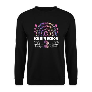 1.Geburtstag Regenbogen 1 Jahr alt Geschenk - Unisex Pullover - Schwarz - Vorne - Alina (178cm) & Michal (187cm)