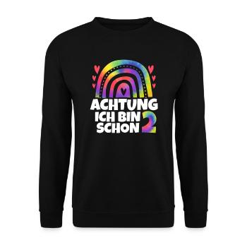 1.Geburtstag Regenbogen 1 Jahr alt Geschenk - Unisex Pullover - Schwarz - Vorne - Alina (178cm) & Michal (187cm)