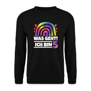 4.Geburtstag Regenbogen 4 Jahre alt Geschenk - Unisex Pullover - Schwarz - Vorne - Alina (178cm) & Michal (187cm)