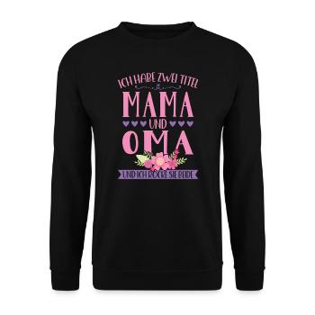 Grossmutter Oma Omas Geschenk - Unisex Pullover - Schwarz - Vorne - Alina (178cm) & Michal (187cm)