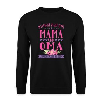 Grossmutter Oma Omas Geschenk - Unisex Pullover - Schwarz - Vorne - Alina (178cm) & Michal (187cm)