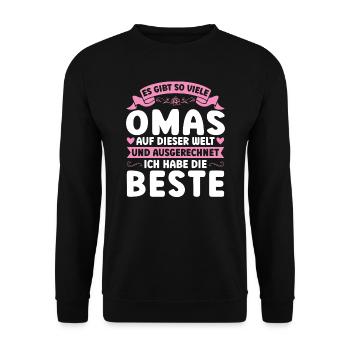 Grossmutter Oma Omas Geschenk - Unisex Pullover - Schwarz - Vorne - Alina (178cm) & Michal (187cm)