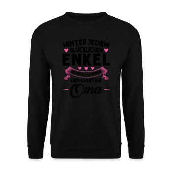 Grossmutter Oma Omas Geschenk - Unisex Pullover - Schwarz - Vorne - Alina (178cm) & Michal (187cm)