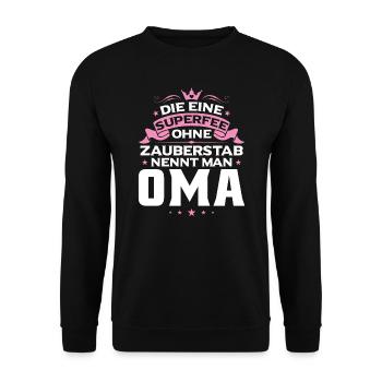 Grossmutter Oma Omas Geschenk - Unisex Pullover - Schwarz - Vorne - Alina (178cm) & Michal (187cm)