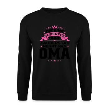 Grossmutter Oma Omas Geschenk - Unisex Pullover - Schwarz - Vorne - Alina (178cm) & Michal (187cm)