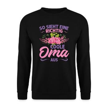 Grossmutter Oma Omas Geschenk - Unisex Pullover - Schwarz - Vorne - Alina (178cm) & Michal (187cm)