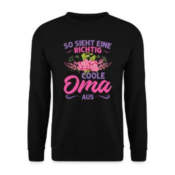 Grossmutter Oma Omas Geschenk - Unisex Pullover - Schwarz - Vorne - Alina (178cm) & Michal (187cm)