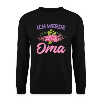 Grossmutter Oma Omas Geschenk - Unisex Pullover - Schwarz - Vorne - Alina (178cm) & Michal (187cm)
