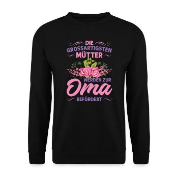 Grossmutter Oma Omas Geschenk - Unisex Pullover - Schwarz - Vorne - Alina (178cm) & Michal (187cm)