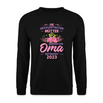Grossmutter Oma Omas Geschenk - Unisex Pullover - Schwarz - Vorne - Alina (178cm) & Michal (187cm)