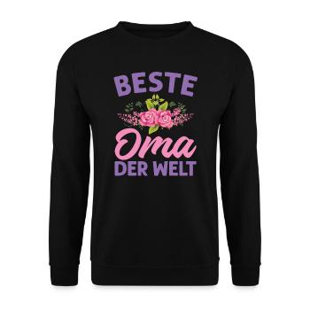 Grossmutter Oma Omas Geschenk - Unisex Pullover - Schwarz - Vorne - Alina (178cm) & Michal (187cm)