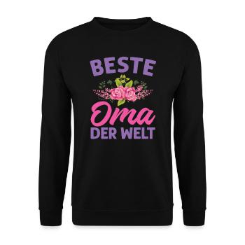 Grossmutter Oma Omas Geschenk - Unisex Pullover - Schwarz - Vorne - Alina (178cm) & Michal (187cm)