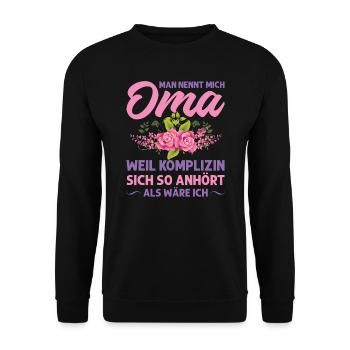 Grossmutter Oma Omas Geschenk - Unisex Pullover - Schwarz - Vorne - Alina (178cm) & Michal (187cm)