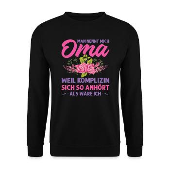 Grossmutter Oma Omas Geschenk - Unisex Pullover - Schwarz - Vorne - Alina (178cm) & Michal (187cm)