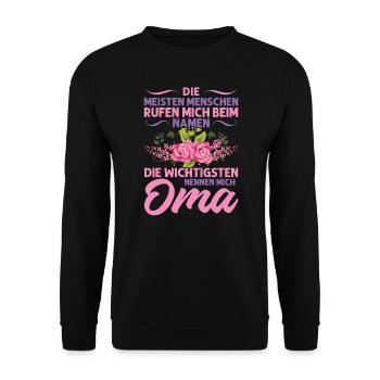 Grossmutter Oma Omas Geschenk - Unisex Pullover - Schwarz - Vorne - Alina (178cm) & Michal (187cm)