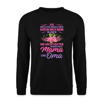 Grossmutter Oma Omas Geschenk - Unisex Pullover - Schwarz - Vorne - Alina (178cm) & Michal (187cm)