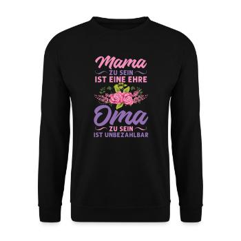 Grossmutter Oma Omas Geschenk - Unisex Pullover - Schwarz - Vorne - Alina (178cm) & Michal (187cm)