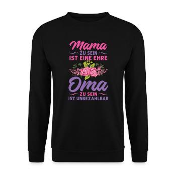Grossmutter Oma Omas Geschenk - Unisex Pullover - Schwarz - Vorne - Alina (178cm) & Michal (187cm)