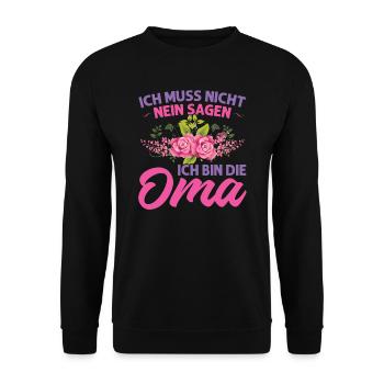 Grossmutter Oma Omas Geschenk - Unisex Pullover - Schwarz - Vorne - Alina (178cm) & Michal (187cm)