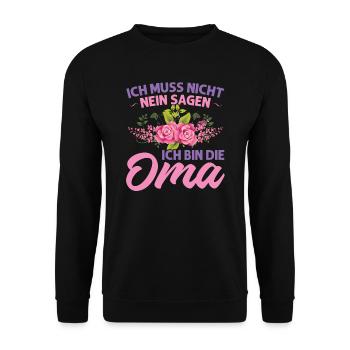 Grossmutter Oma Omas Geschenk - Unisex Pullover - Schwarz - Vorne - Alina (178cm) & Michal (187cm)