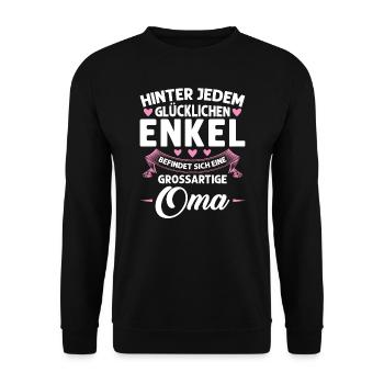 Grossmutter Oma Omas Geschenk - Unisex Pullover - Schwarz - Vorne - Alina (178cm) & Michal (187cm)