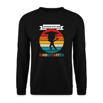 Kindergarten Anfang Kita-Anfang Geschenk - Unisex Pullover - Schwarz - Vorne - Alina (178cm) & Michal (187cm)