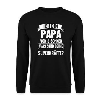 Papa 3 Söhne Papa von 3 Söhnen Geschenk - Unisex Pullover - Schwarz - Vorne - Alina (178cm) & Michal (187cm)