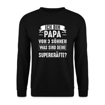 Papa 3 Söhne Papa von 3 Söhnen Geschenk - Unisex Pullover - Schwarz - Vorne - Alina (178cm) & Michal (187cm)