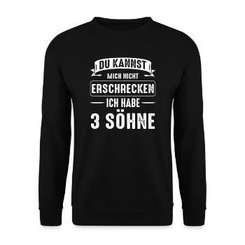 Papa 3 Söhne Papa von 3 Jungen Geschenk - Unisex Pullover - Schwarz - Vorne - Alina (178cm) & Michal (187cm)