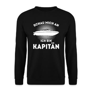 Boot Kapitän booten Geschenk - Unisex Pullover - Schwarz - Vorne - Alina (178cm) & Michal (187cm)