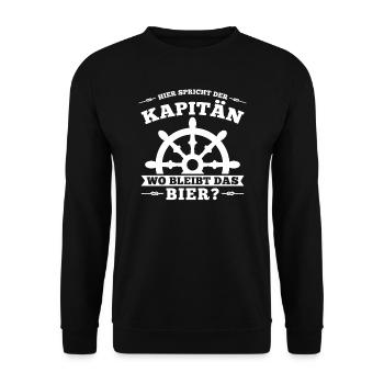 Boot Kapitän booten Geschenk - Unisex Pullover - Schwarz - Vorne - Alina (178cm) & Michal (187cm)