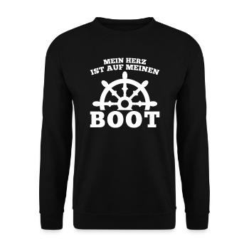 Boot Kapitän booten Geschenk - Unisex Pullover - Schwarz - Vorne - Alina (178cm) & Michal (187cm)
