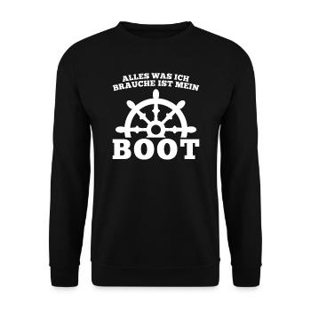 Boot Kapitän booten Geschenk - Unisex Pullover - Schwarz - Vorne - Alina (178cm) & Michal (187cm)