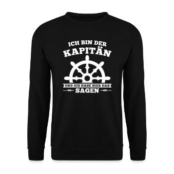 Boot Kapitän booten Geschenk - Unisex Pullover - Schwarz - Vorne - Alina (178cm) & Michal (187cm)