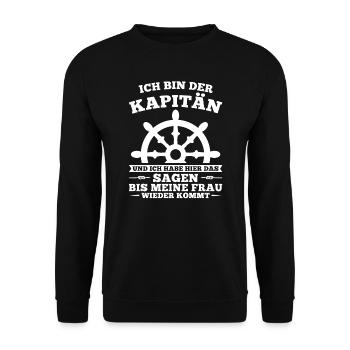Boot Kapitän booten Geschenk - Unisex Pullover - Schwarz - Vorne - Alina (178cm) & Michal (187cm)