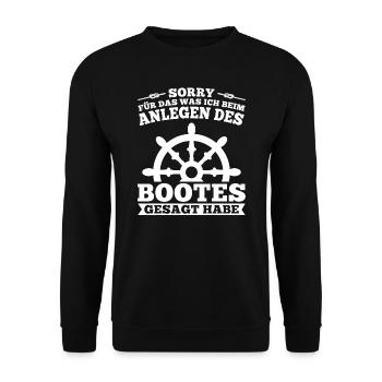 Boot Kapitän booten Geschenk - Unisex Pullover - Schwarz - Vorne - Alina (178cm) & Michal (187cm)