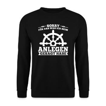 Boot Kapitän booten Geschenk - Unisex Pullover - Schwarz - Vorne - Alina (178cm) & Michal (187cm)