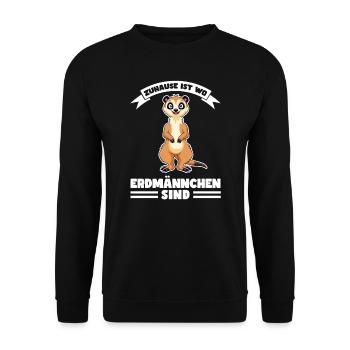 Tiere Erdmännchen Erdmännchene Geschenk - Unisex Pullover - Schwarz - Vorne - Alina (178cm) & Michal (187cm)